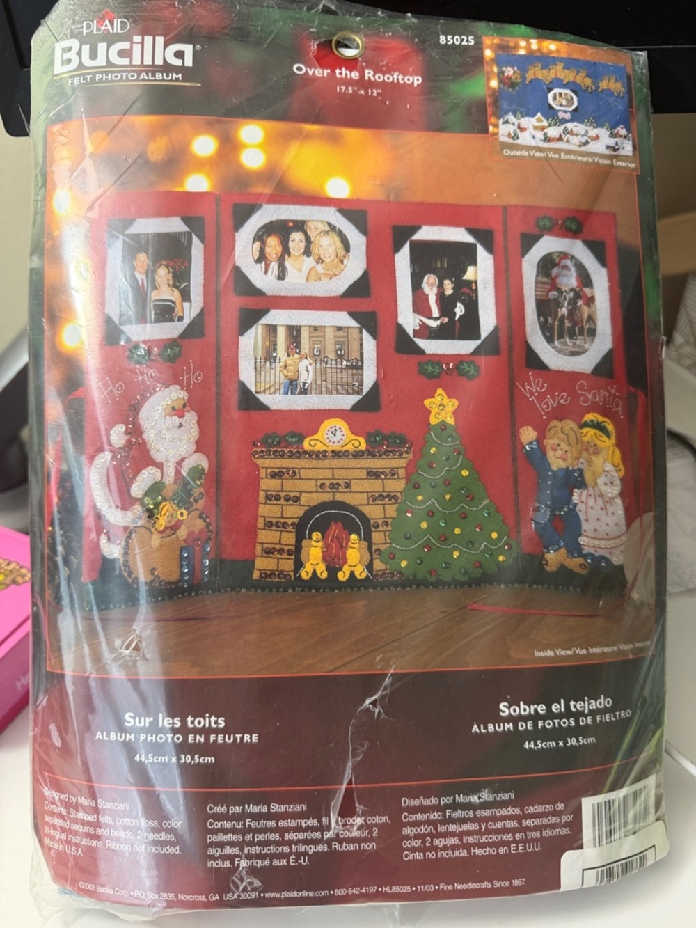 Bucilla Red Felt Holiday Photo Wall Hanging with Santa, Tree & Fireplace